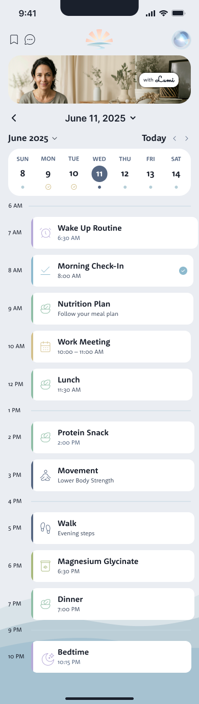 The full-day Lumi calendar from wake up routine through bedtime
